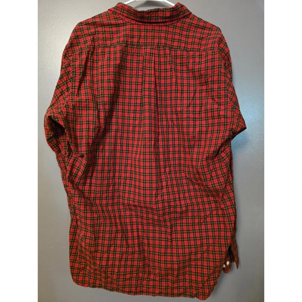 Ralph Lauren Mens Classic Fit Plaid Button Down Shirt Red Black 16.5 34-35